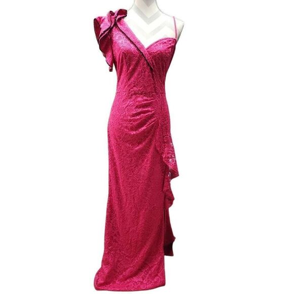 VFSHOW Size XL Womens Ruffle One Shoulder Strap Ruched Formal Prom Split Maxi La - Picture 1 of 12